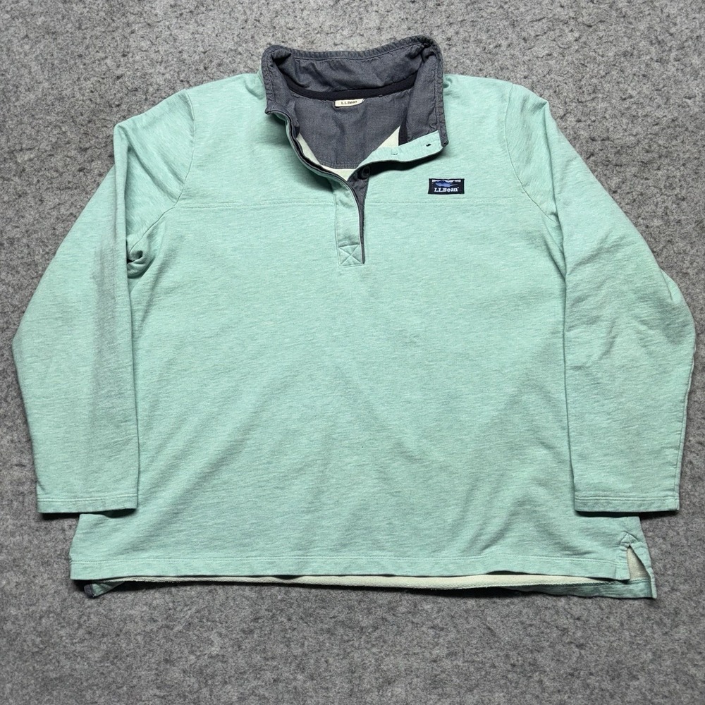 L.L. Bean Mint Green & Charcoal Pullover Crewneck Sweater Ladies XL